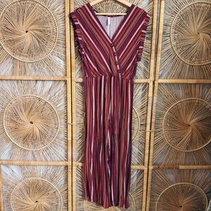 Striped Sleeveless Jumpsuit - Red, Orange and White SZ M